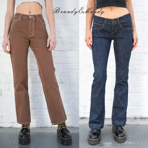 Brandy Jeans Woman Vintage Suspender Jeans Streetwear Pants Low Rise Waist Jeans Y2K Girl Cargo Jeans Melville Women Flare Jeans