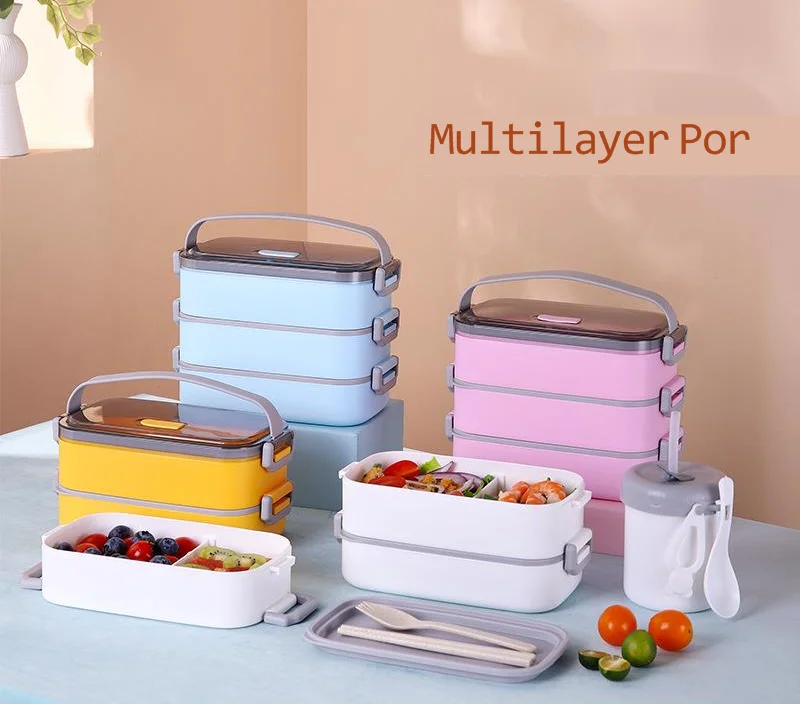 

Ланч-бокс с термоизоляцией японский пластиковый, Ланч-бокс с крышкой для офисных работников, для микроволновой печи, Портативный Ланч-бокс ...