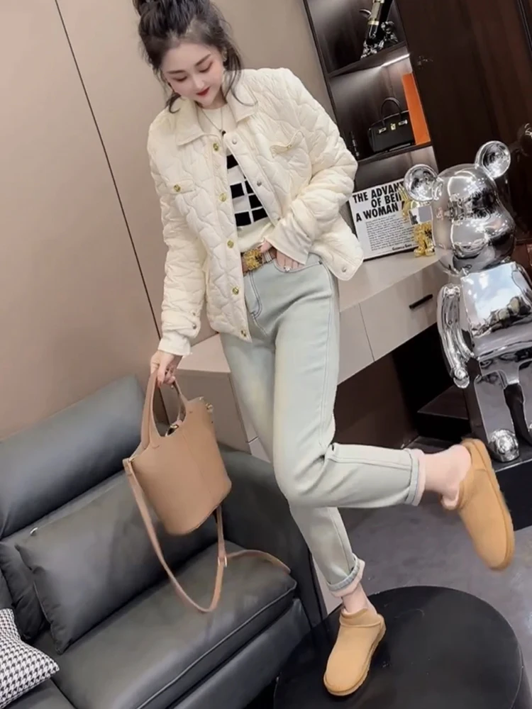 Plus Size 2024 Spring New Plus size women clothing High Waist Stretch Capri Jeans Fat Sister mm Slimming Straight Pipe Pants