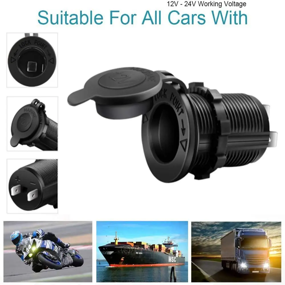 

Waterproof Outlet Dustproof 12V Power Adapter Plug Car Cigarette Lighter Socket Fast Charger Car Accessories