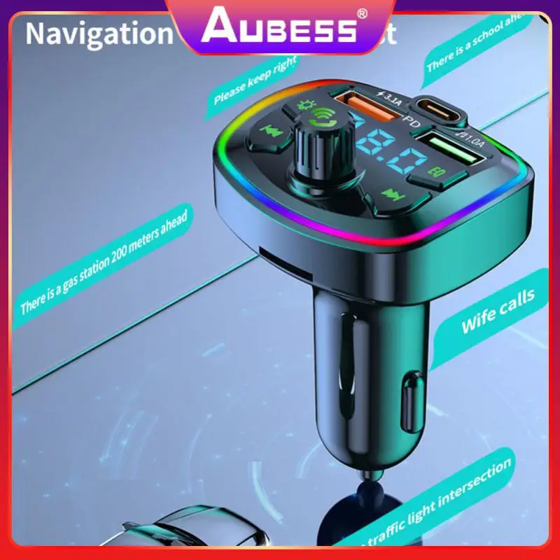 

Lossless Music Fm Transmitter Hands-free Fast Charging Cigarette Lighter Dual Usb Car Accessories Pd 18w Type-c Mp3 Music Player