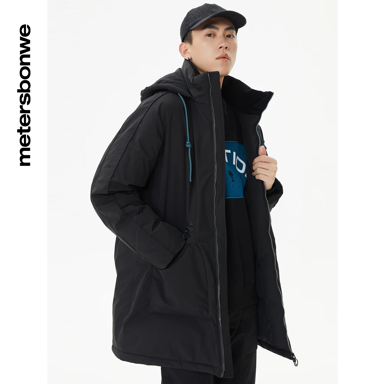 Metersbonwe Long Down Jacket Men Winter Warm 80% Gray Duck Down Hooded Anti-snow Winter Loose Down Coat Brand Warm Outerwear