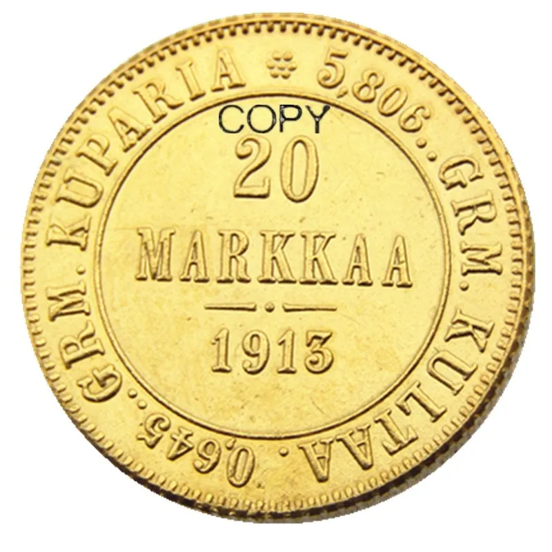 

Позолоченные копии монет Финляндии 1913 года 20 MARKKAA