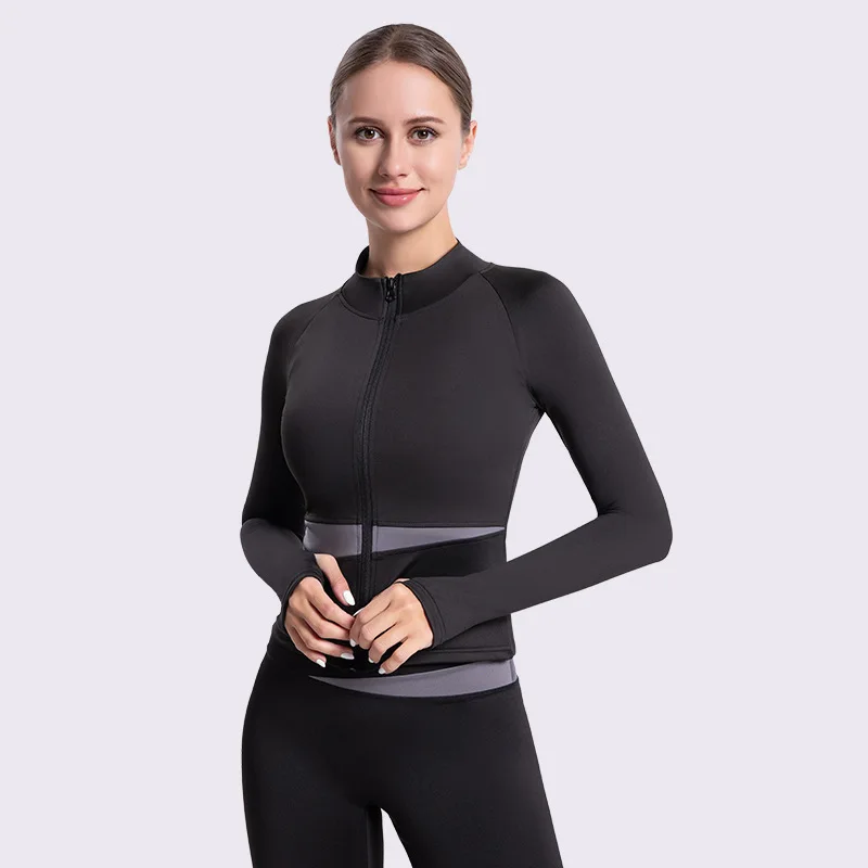 Yoga Shirts Women Long Sleeve Gym Top Full Zip-up Workout Running Jacket with Thumb Holes Stretchy Fitness Sports Top Activewear