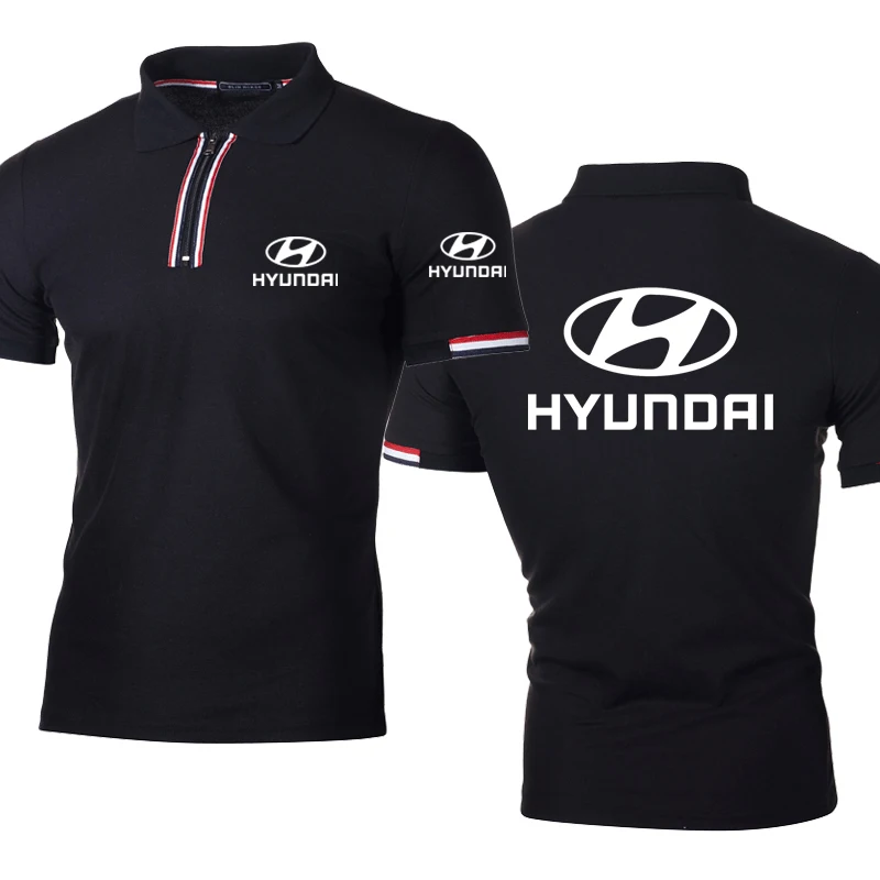 

NEUE Sommer Mode männer tops Hyundai Auto Logo Druck Baumwolle einfarbig Striped Splicing Hohe Qualität Männer