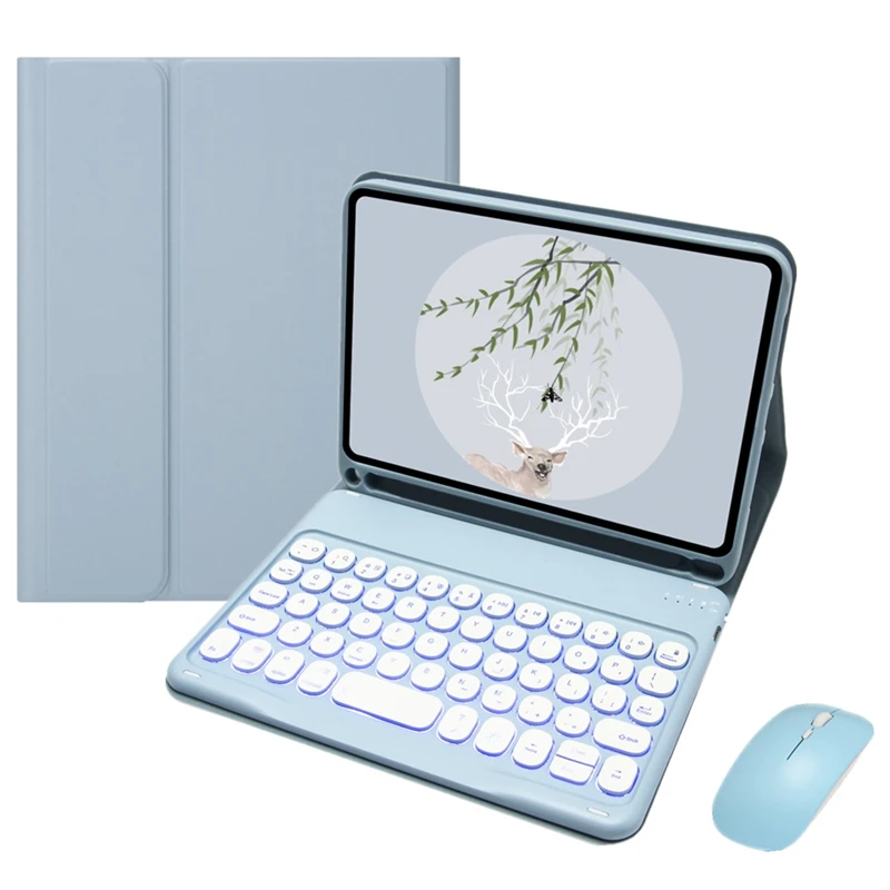 

For Mini 6 Ipad Mini6 8.5Inch Cute Round Bluetooth 7 Colors Backlit Keyboard Detachable Protective Case