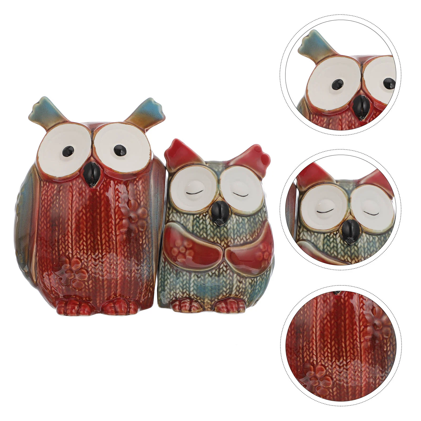 

2Pcs Ceramic Owl Statues Crafts Home Desktop Decorations Ornaments Gifts
