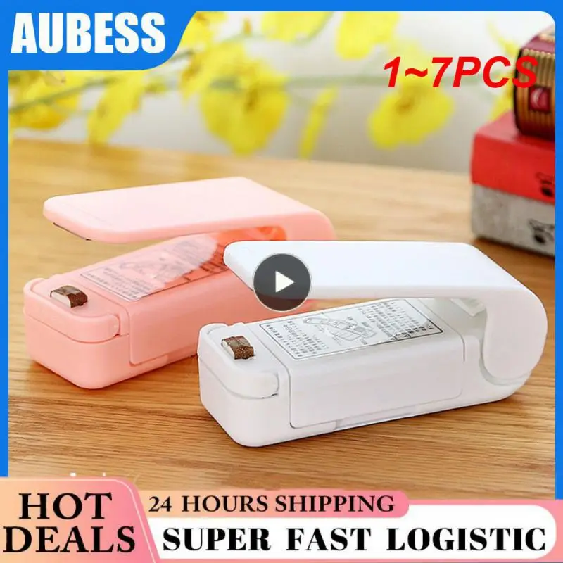 

1~7PCS Mini Heat Bag Sealing Machine Package Sealer Bags Thermal Plastic Food Bag Closure Portable Sealer Packing Kitchen