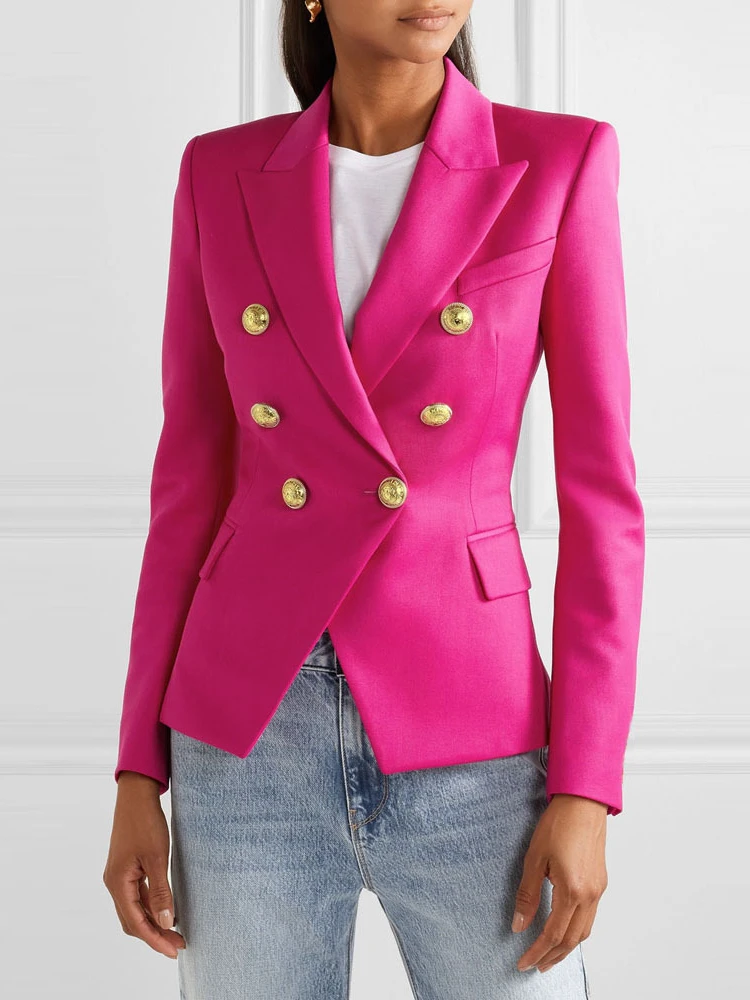 

Europe and American New In Women Coat Long Sleeved Small Suit Slim Fit Fashion Short Double-breasted Blazers Tops Women Clothes