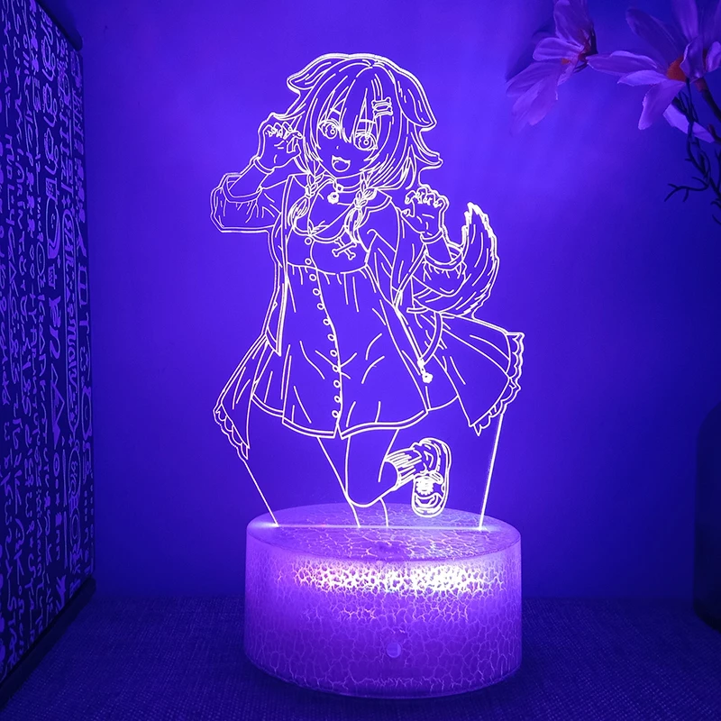 YouTube Hololive Inugami Korone Figure 3d Led Lamp For Bedroom Night Lights Children's Room Decor Birthday Gift For Boyfriend