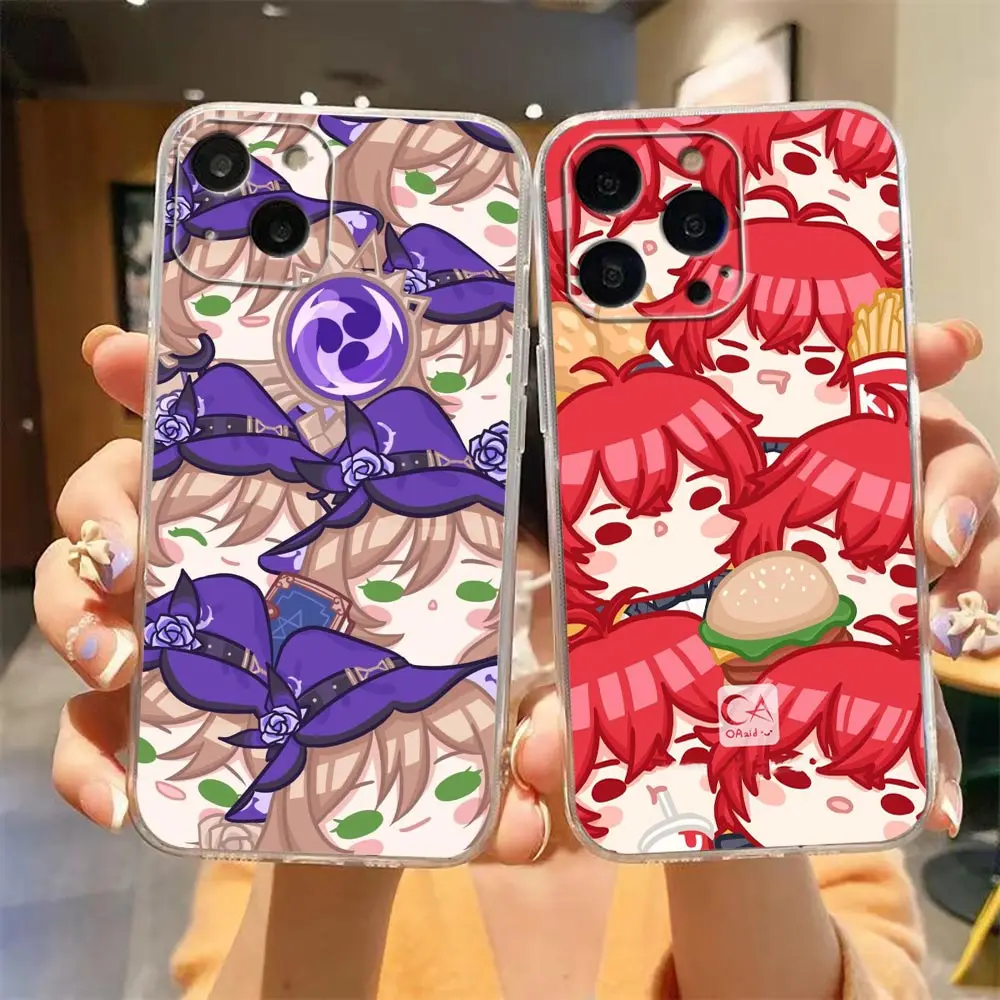 

Coque Funda Clear Case for Apple iPhone 14 11 12 13 7 8 SE X XR XS Pro Max Mini Plus Case Cover Anime Genshin Impact Name Card