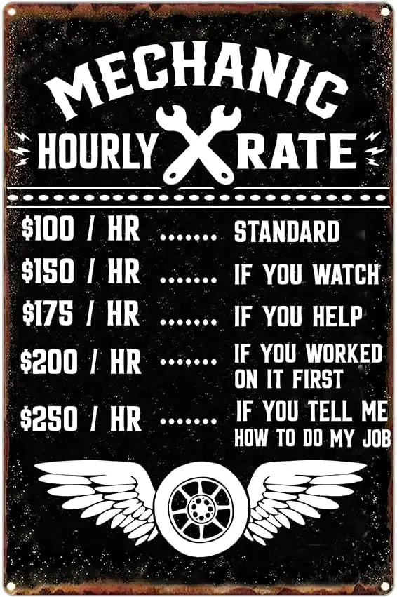 Mechnc Hourly Rte Metl Sgn Магазин Tn Sgns Retro Vntge Workshop Grge Decor Gfts для мужчин 8x12 nches MS69