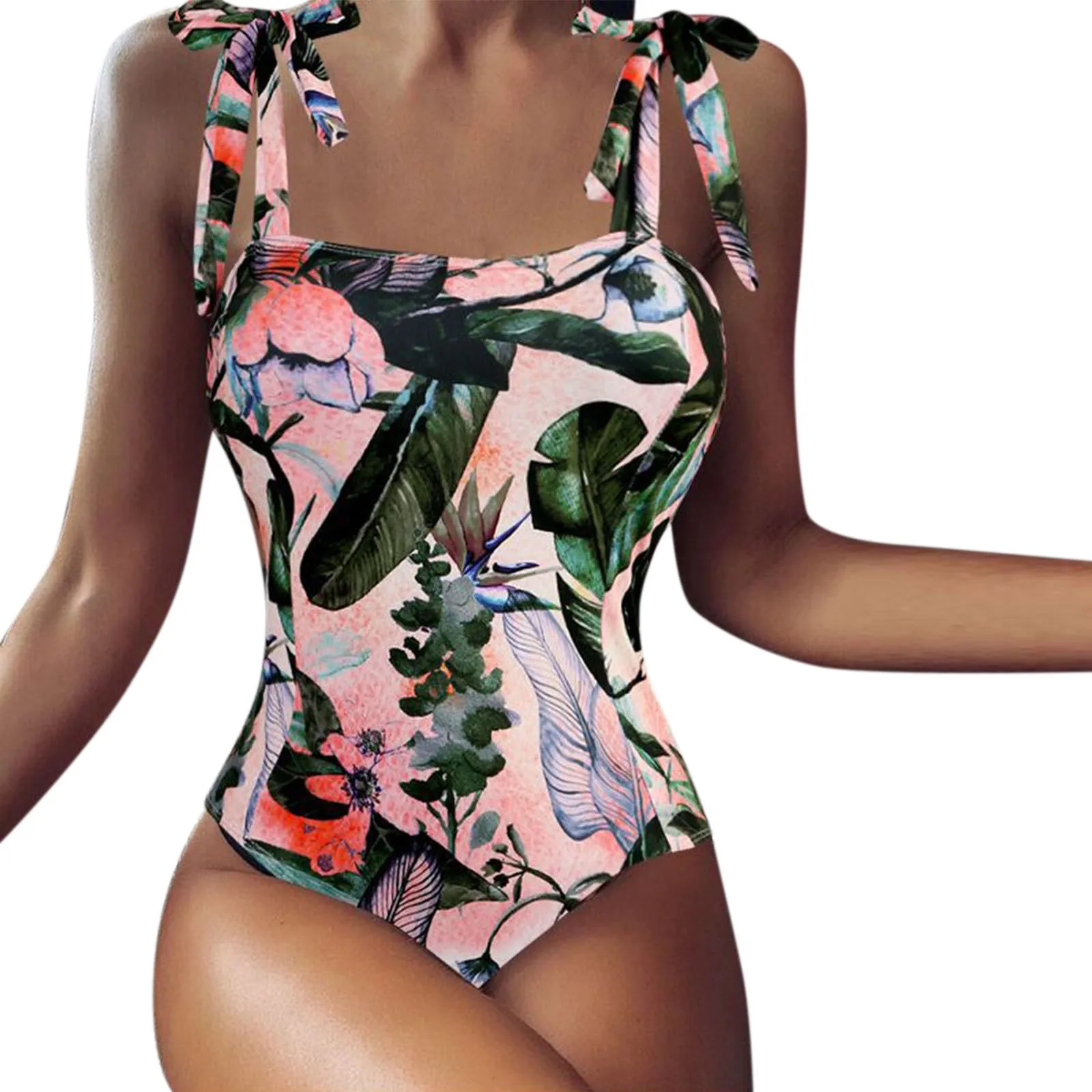 

Women's Sexy Lace Up Swimwear 2022 Summer New Fashion Solid Printed Bodysuit One-Piece Bikini Bathing Suits Costume Beach Wear