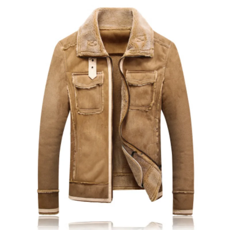 

Mens Coat Fur M-5XL Large Size Lapel Suede Jacket Autumn and Winter Fashion Outerwear Coats Ropa De Hombre