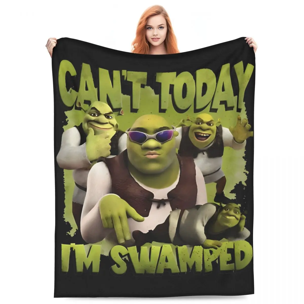 Теплое мягкое одеяло для кемпинга забавное с акулами мемами лицо аниме