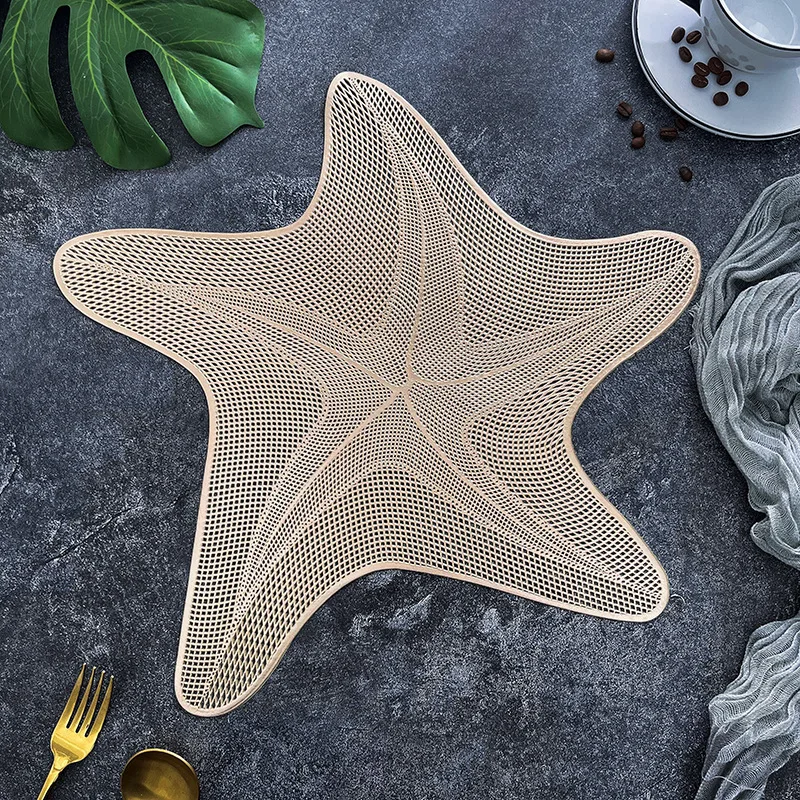 

Plate Decor Dining Starfish Placemats 6/4pieces Table Out Creative Household Coaster Hollow Insulation Bowl Anti Pad Scald Mat