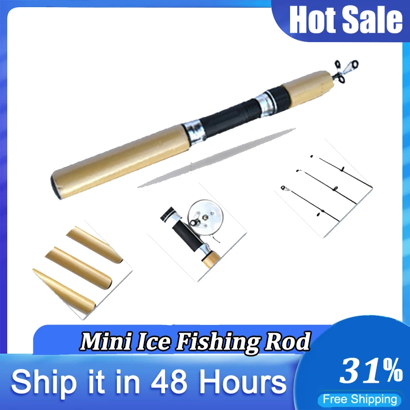 Mini Telescopic Ice Fishing Rod Winter Portable Carbon Fiber
