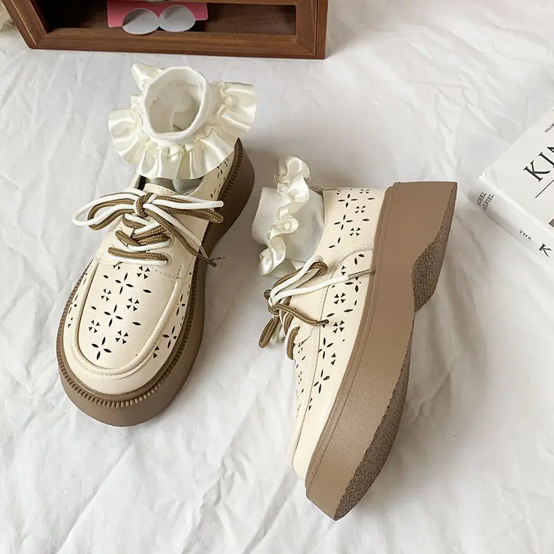 

Female small leather shoes in the summer of 2022 the new platform with round head Japanese jk Mary Jane shoes hollow out sandals