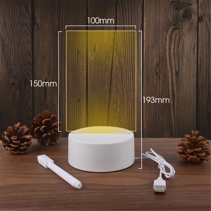 Фото Прозрачные светящиеся LED-ночники с USB-подсветкой, акриловые светящиеся ночники, доска для записей с функцией стирания, календарь, настольные украшения №2