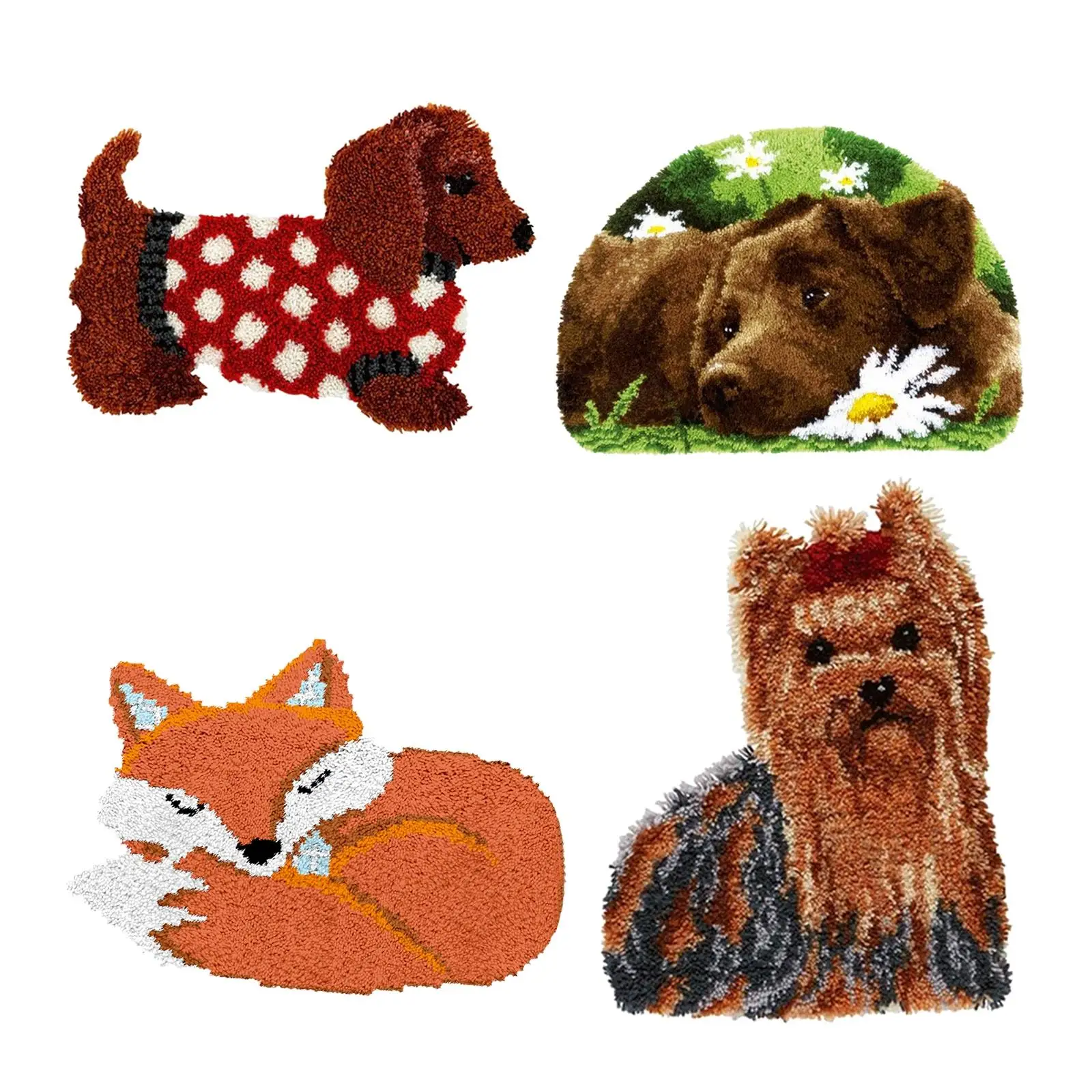 

Latch Hook Rug Kits Cross Stitch Animal Pattern Sewing Craft Tool for Home Decoration