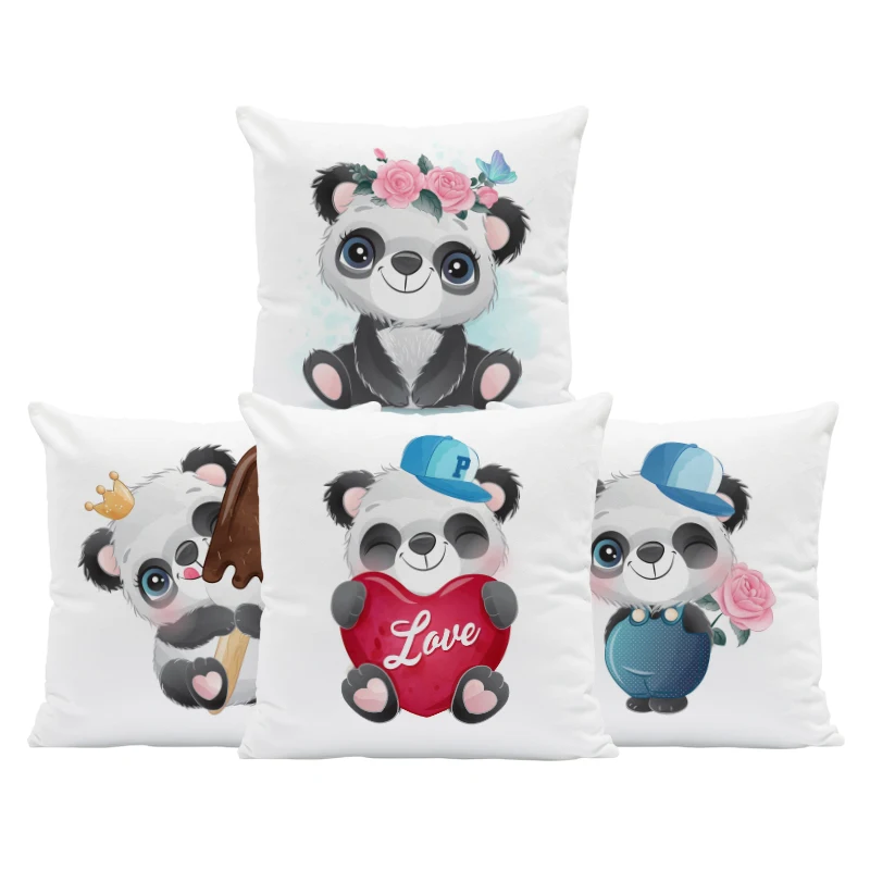 

Искусственная Подушка, мультяшная Китайская панда, цветок, воздушный шар, самолет, текстурированная бархатная Подарочная наволочка, домашн...