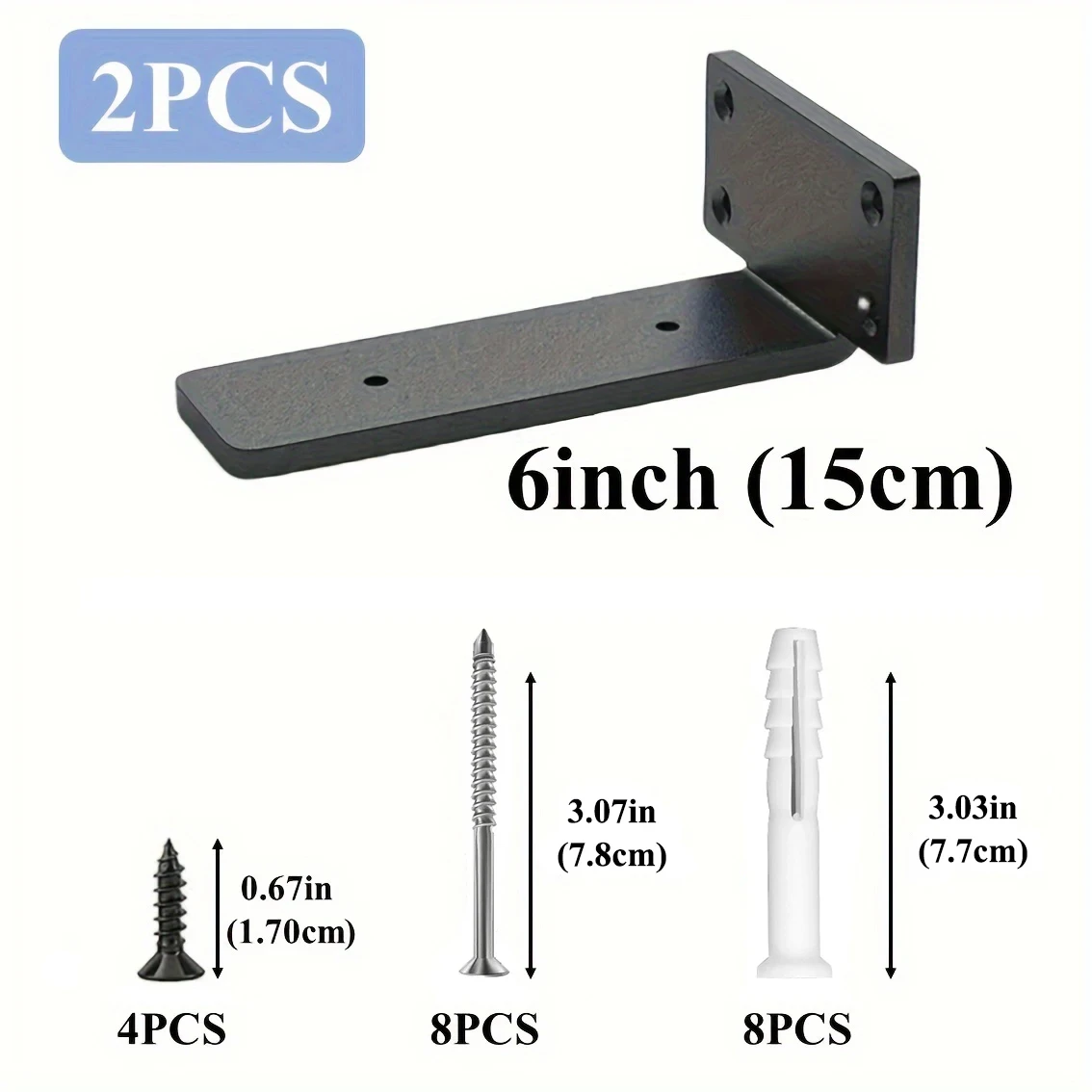 Металлические черные кронштейны для полки, набор из 2 штук
