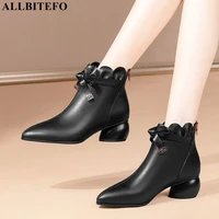 size 33 41 butterfly knot comfortable soft genuine leather women boots shoes fashion autumn winter woman high heel ankle boots
