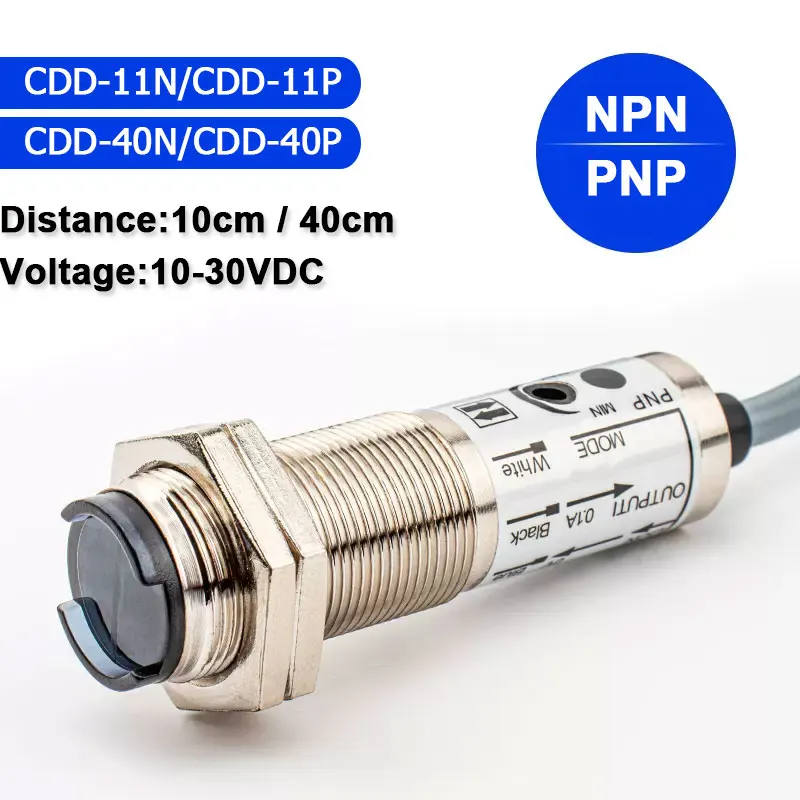 

M18 Photoelectric Switch CDD-11N CDD-11P CDD-40N CDD-40P Four-wire 12-24v NPN PNP Distance Adjustable Diffuse Reflection Senser