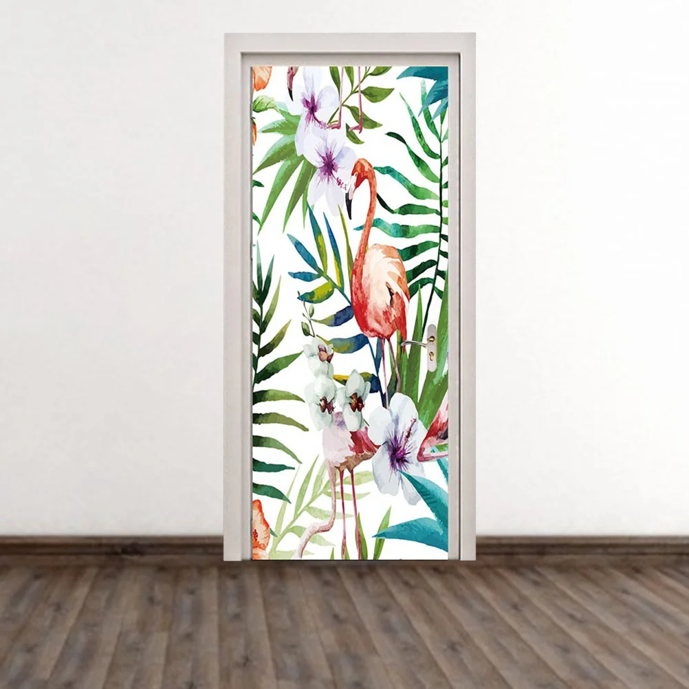 

2 Pcs 3D Door Wallpaper Mural Self-Adhesive Paper Decoration Creative Wall Stickers Three-dimensional