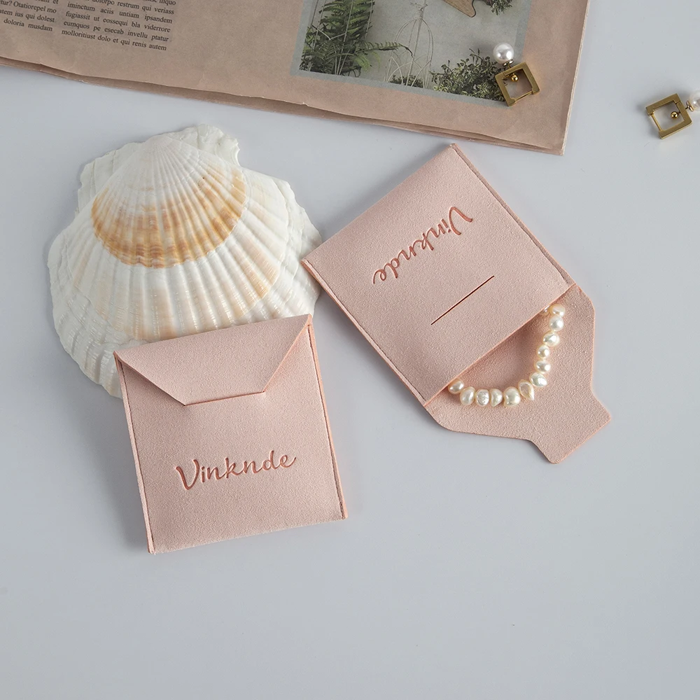 Luxurious Thick Microfiber Jewelry Pouch Custom Logo Suede Package Organizer Bags for Earrings Necklace Ring Small Size Business