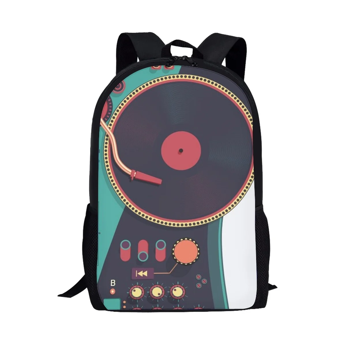 Vinyl Record Pattern Design Teenager Boys Girls Bookbag Women Casual Shoulder Storage Backpack Large Capacity Student School Bag