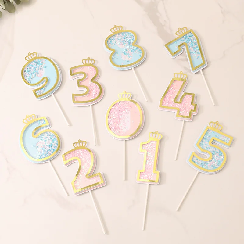 

New Sequins Digital Candle Birthday Number Cake Candle 0 1 2 3 4 5 6 7 8 9 Cake Topper Girls Boys Baby Party Supplies Decoration