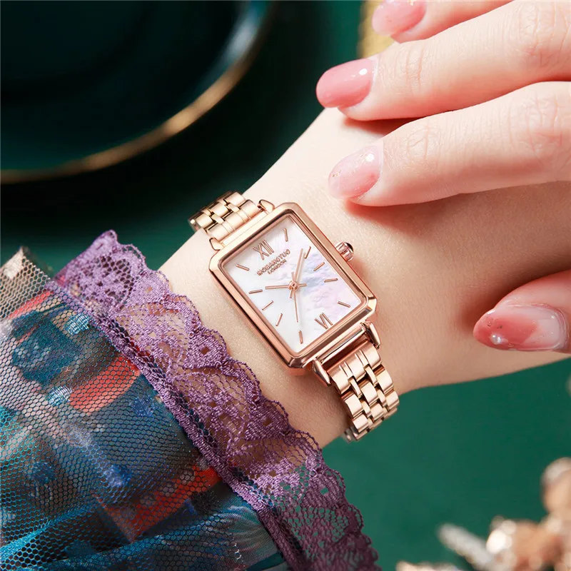 Fashion Trending Business Quartz Stainless Steel Women Dress Watch Casual Rose Gold Elegant Waterproof Women's Wrist Watch