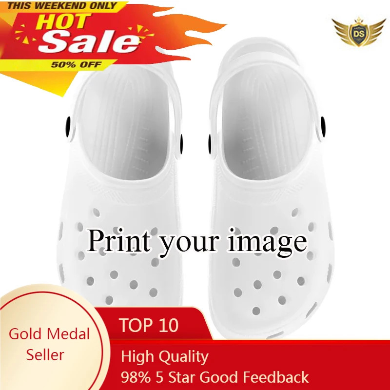 

Custom Women Sandals Hole Shoes Couples Beach Shoes Light Sandals Home Slippers DIY Personalise Summer Wading Sneaker For Men