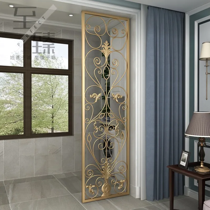 

European Wrought Iron Screen Partition Living Room Decoration Entry Porch Hollow Flower Window Carved Partition Custom American