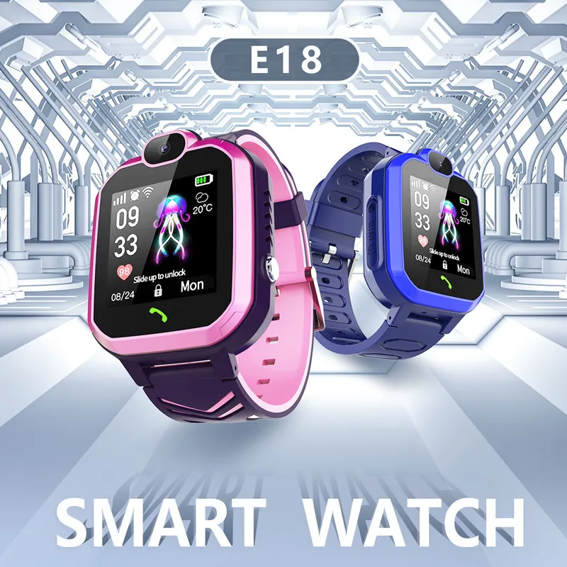 

Children Tracker Smart Phone Watch Waterproof IP67 LBS position SOS call Wristwatch Camera IOS Android Smart Kids watch Gift E18