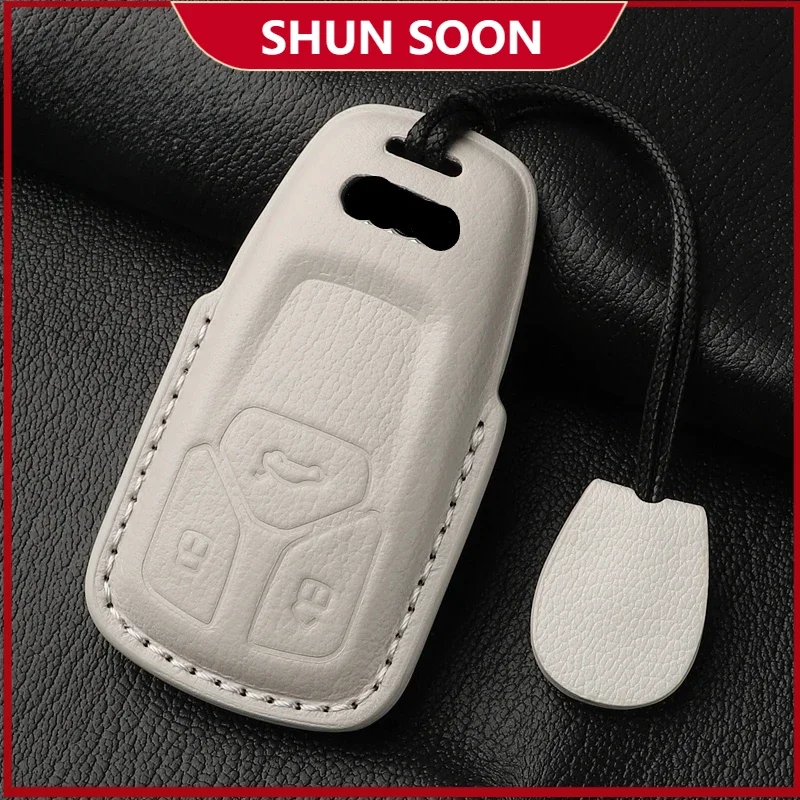 do Audi Q5L A4L A6L A7 A3 Q3 skórzane etui na klucze z koziej skóry All-inclusive Sportback Shell Buckle Car Key Case Keychain