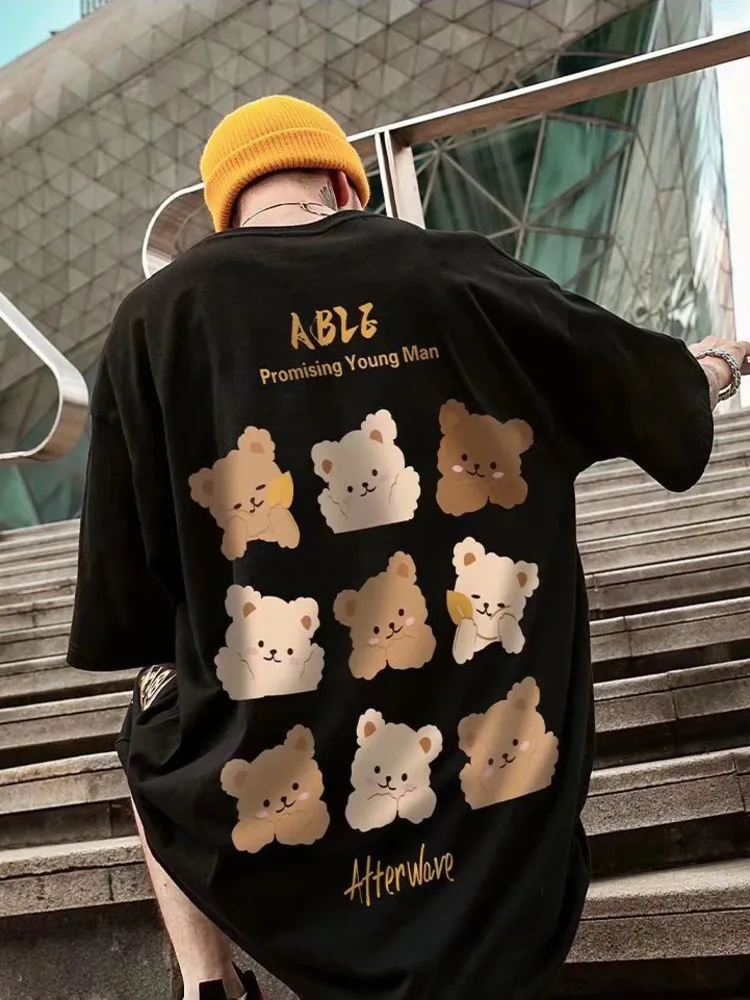 

Summer New Casual Loose T-shirt Short Sleeved Men's Fashion Loose Printing Large 8XL Hip Hop Couple Wear Half Sleeve Cotton Top