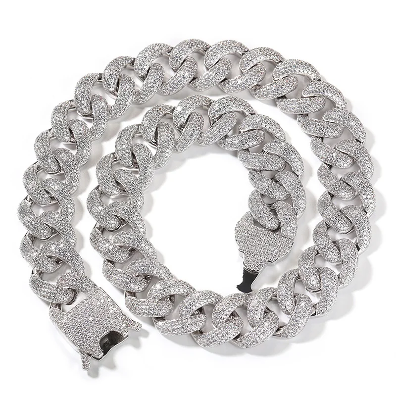 Цепочка мужская из кубинской цепи Майами с фианитом 7-20 дюймов