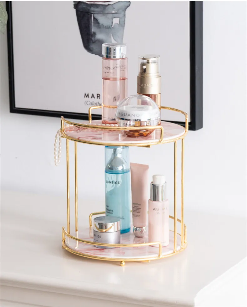 

Double Layer Coffee Table Shelf Bathroom Storage Rack Snack Cake Coffee Tray Kitchen Bathroom Cosmetic Perfume Storage Tray