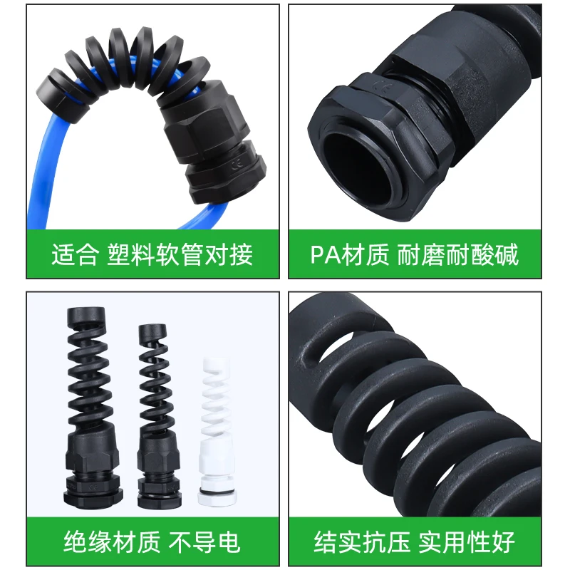 Водонепроницаемый кабельный ввод PG9 M16 гибкая спиральная защита от натяжения M25 M27