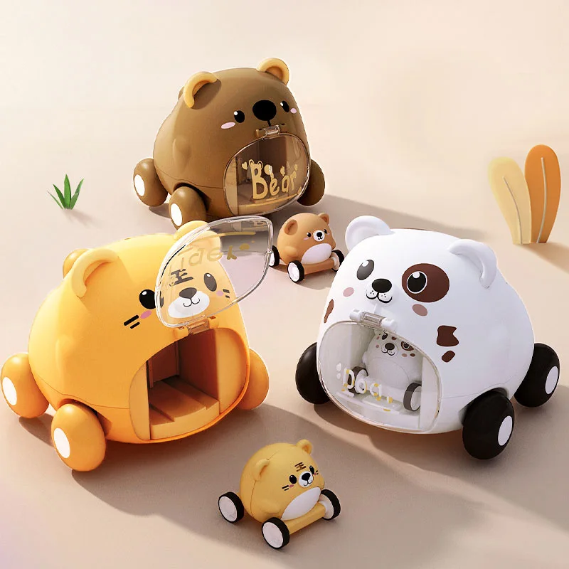

Montessori Baby Toy Cars for 1 Year Old Toddler Birthday Gift Toys Cartoon Car for Babies Boys Interactive Toy for Kids Children