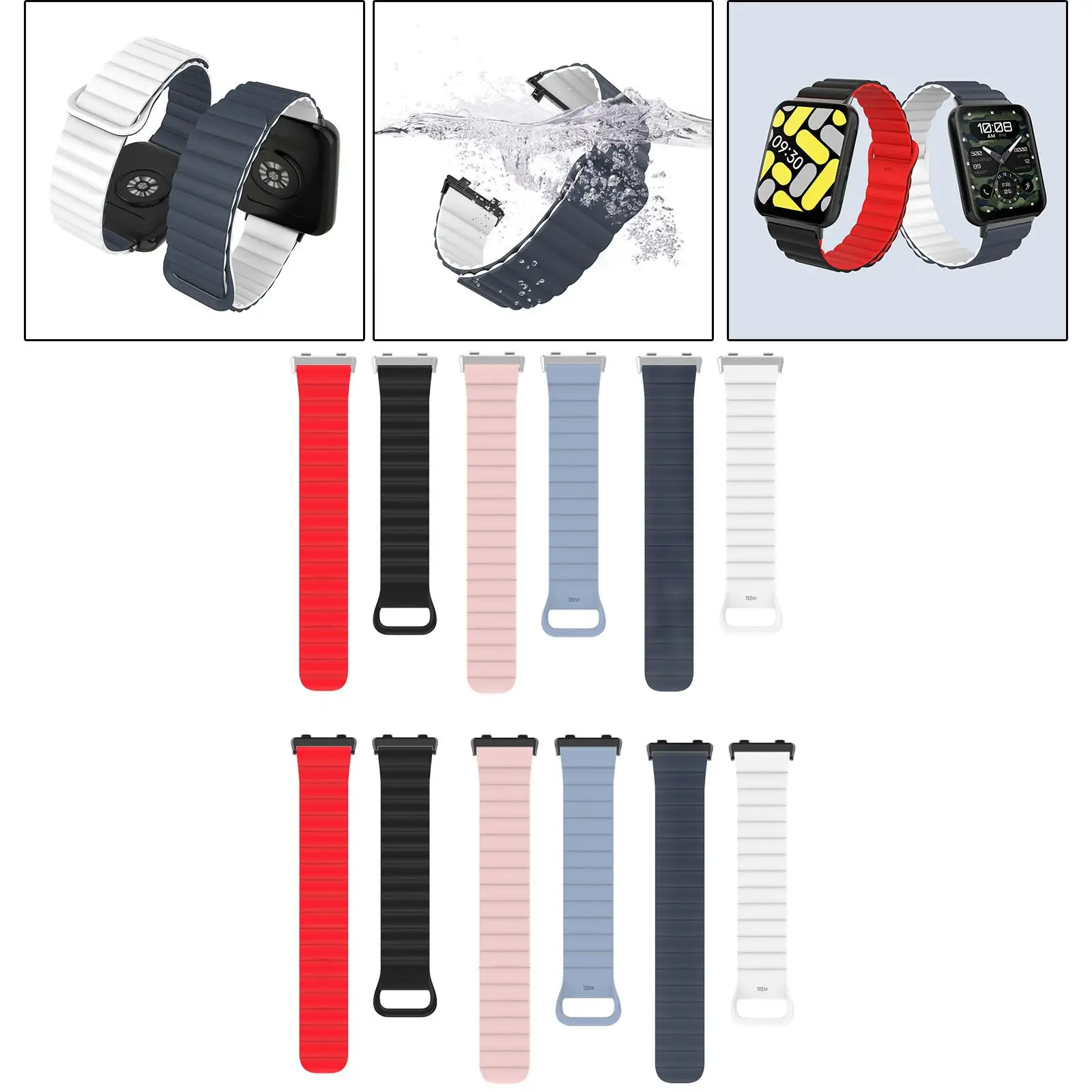 

Bicolor Wrist Strap Watch Band Soft Silicone 42mm for Oppo Smart Watch Strap