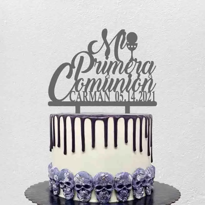 

Персонализированные Имя вечерние Дата испанский Primera Comunión торт Топпер для детей во-первых Comunión вечерние торт украшения фигурки жениха и не...