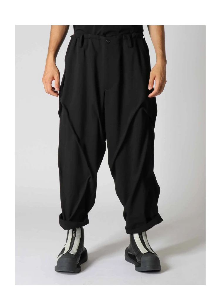 Fold wide leg pants Elastic waist pants Yohji Yamamoto homme pants for man casual trousers Owens men‘s pants