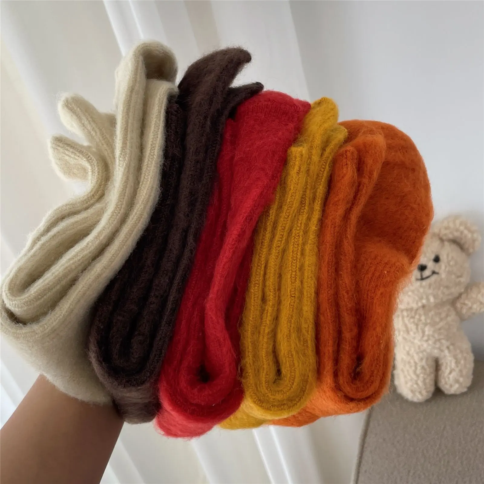 

Clearance Sale Thermal Soft Woman Socks Japanese Style Solid Long Socks Winter Thick Warmer Cotton Crew Socks for Christmas Gift