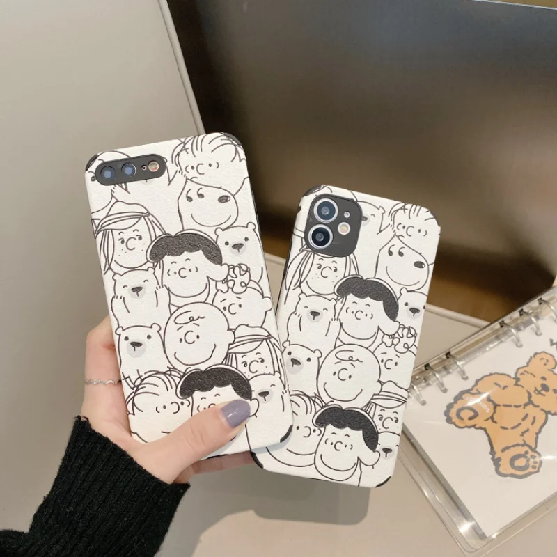 

New Cartoon Case for iphone 13 12 11 Mini Pro Max X XS MAX XR 6P 7P 8PLUS SE 2020 6 6S Lambskin Soft Shell All-Inclusive Case