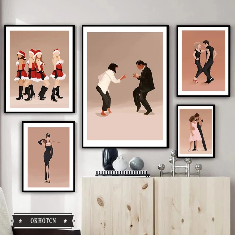 

Dancing Movie Canvas Prints Vintage Pulp Fiction Movie Posters and Prints Cuadros Wall Art Pictures for Living Room Home Decor