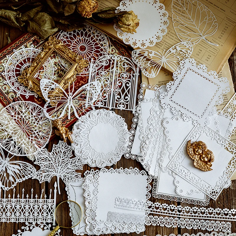 

Vintage hollowed out Lace paper Embellishment handmade material backing paper photo album decoration Scrapbooking