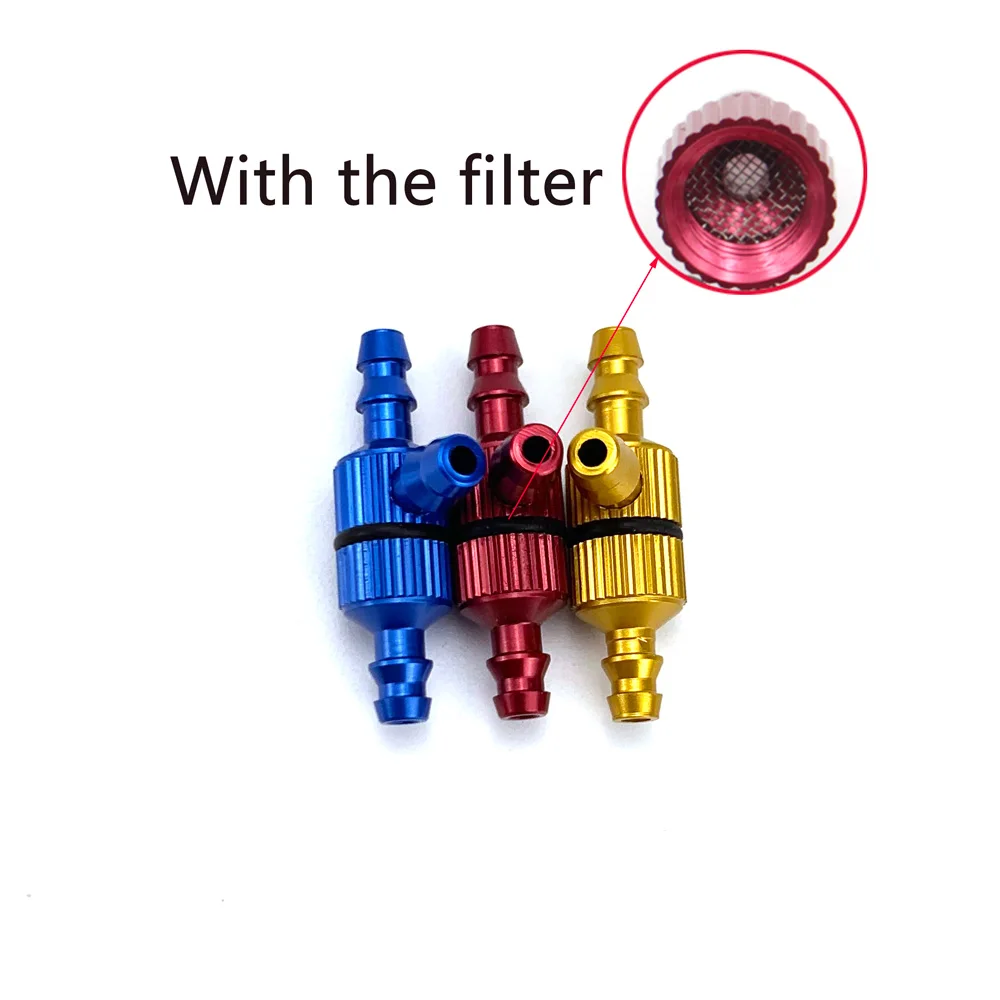 1/2PCS Aluminum T Type Tee 3 Way Fuel Pipe Nozzle Hose Valve Joiner with Filter Filling for Gas/ Nitro RC Car Airplane images - 6